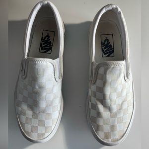 White Slip-On Checkerboard Vans